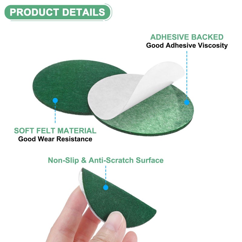 M METERXITY 30-Pack Lamp Base Felt, 2.5 Inch Dia. 2mm Thick Self Adhesive Round Fabric Felt Pads for Lamp/Furniture/DIY, Non-Slip Fiber Backed Patch Circles with Adhesive Backing [Green] - Image 2